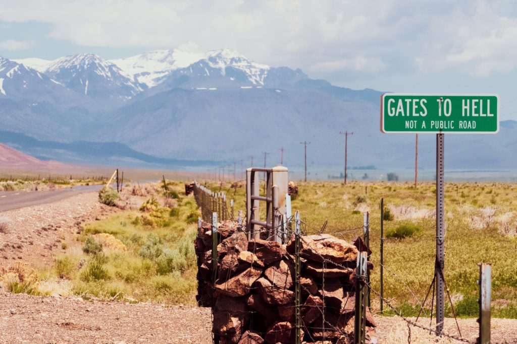 Gates to hell sign - Jim Klukow.com